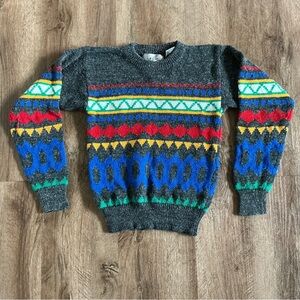 Vintage Sweater Boys Kids Size Small 8-10 Modz Fair Isle 80s Design Colorful